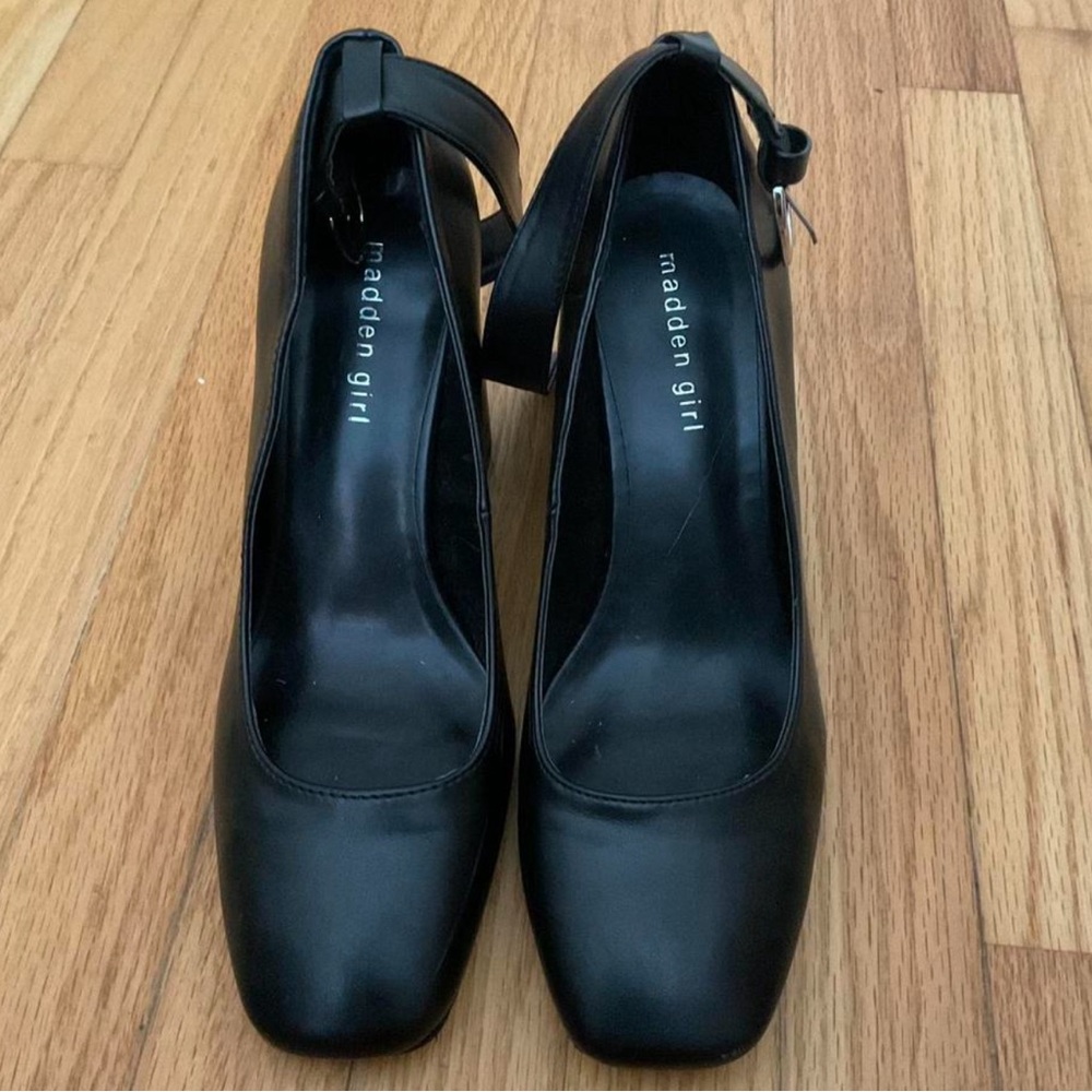 Madden Girl  Black Ankle Strap Block Heels